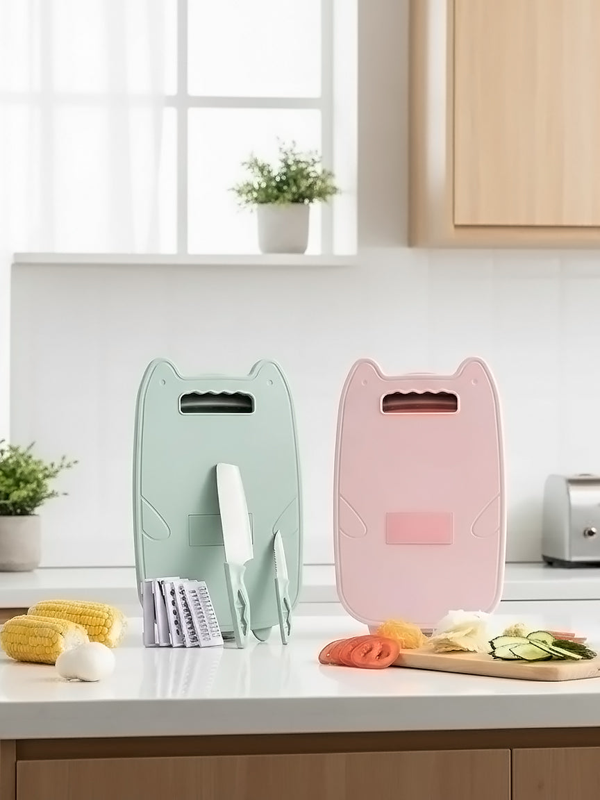 Tabla de Picar Multifuncional 9 en 1 con Drenaje y Cuchillas Intercambiables – YG-725